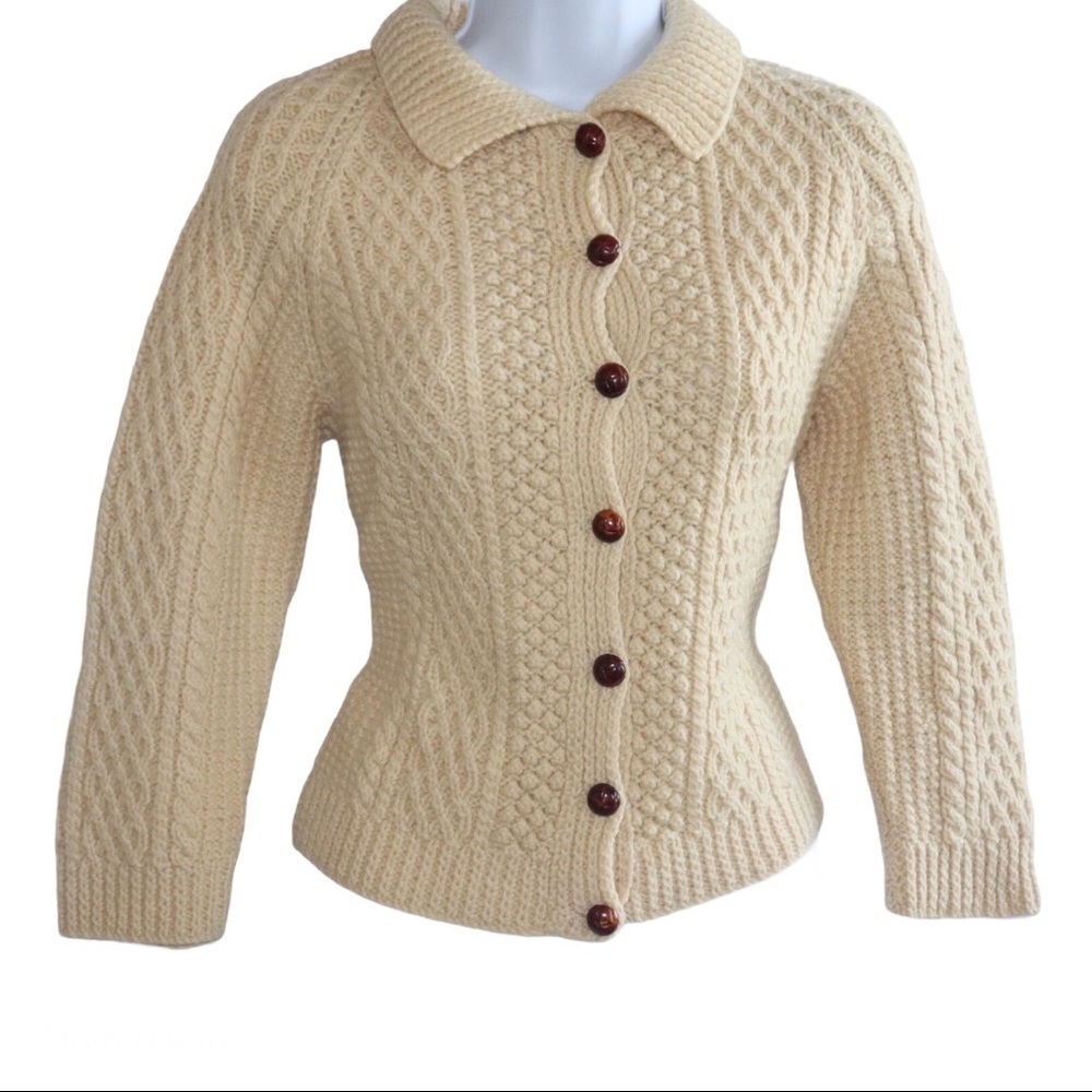 Vintage Carbery Aran Sweater Cardigan